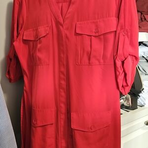 Express Bold Red Shirt Dress